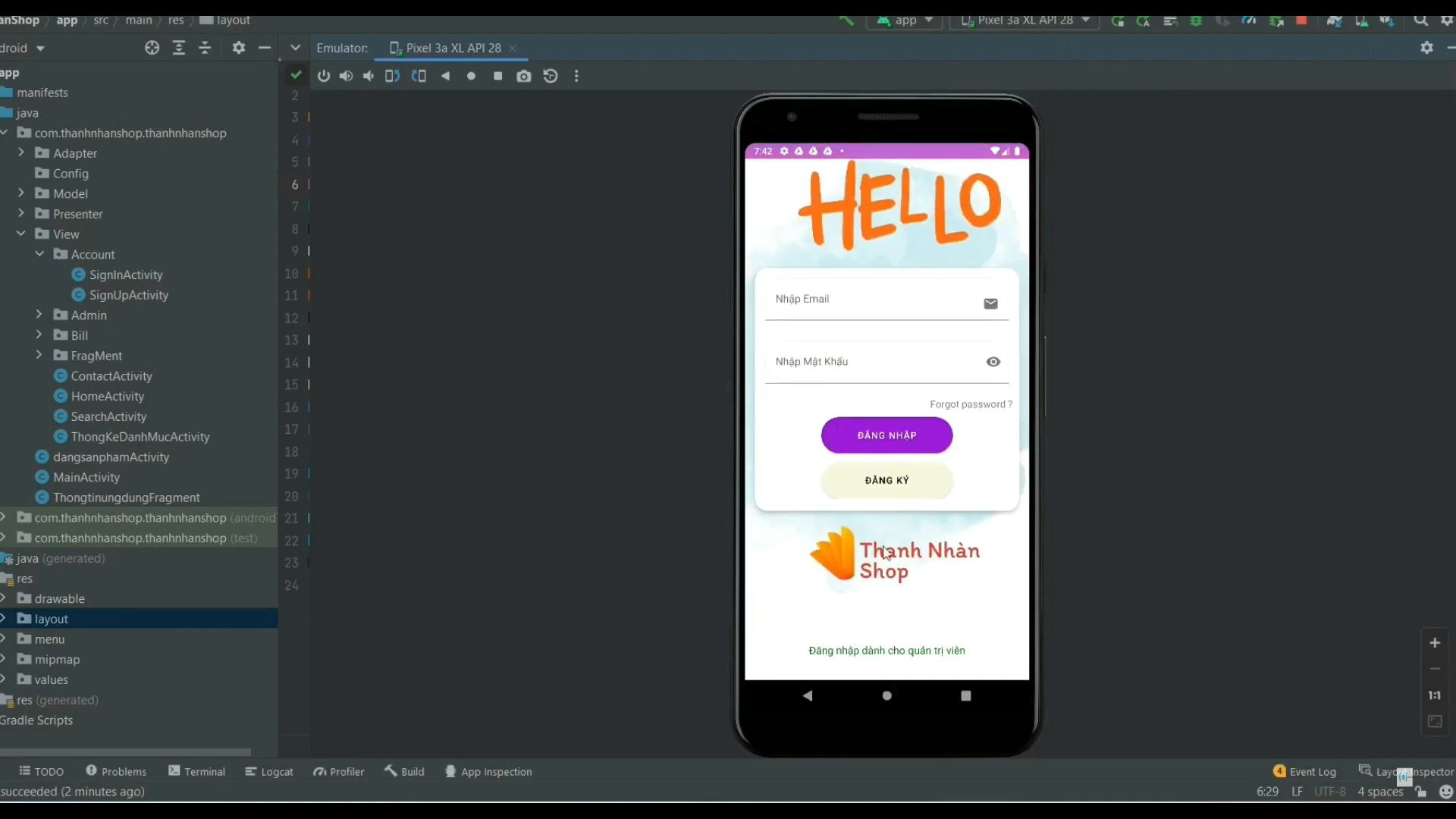 App đặt đồ ăn online có thanh toán momo ngôn ngữ java có cấp quyền csdl ...