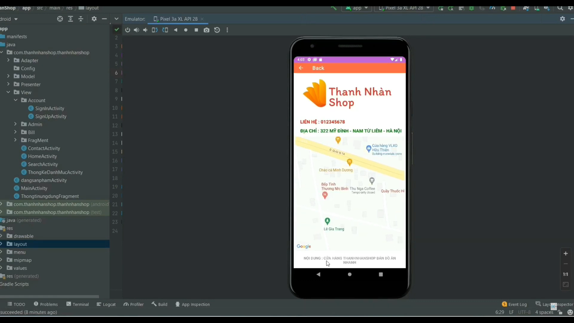 App đặt đồ ăn online có thanh toán momo ngôn ngữ java có cấp quyền csdl ...