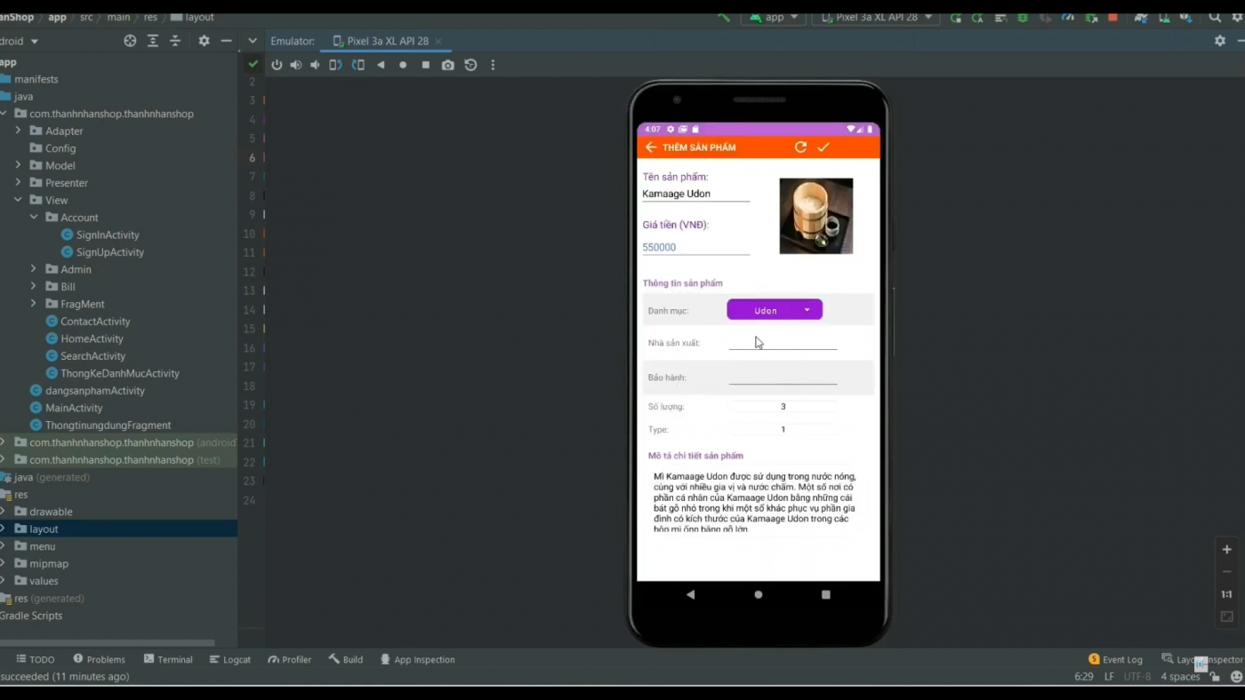 App đặt đồ ăn online có thanh toán momo ngôn ngữ java có cấp quyền csdl ...