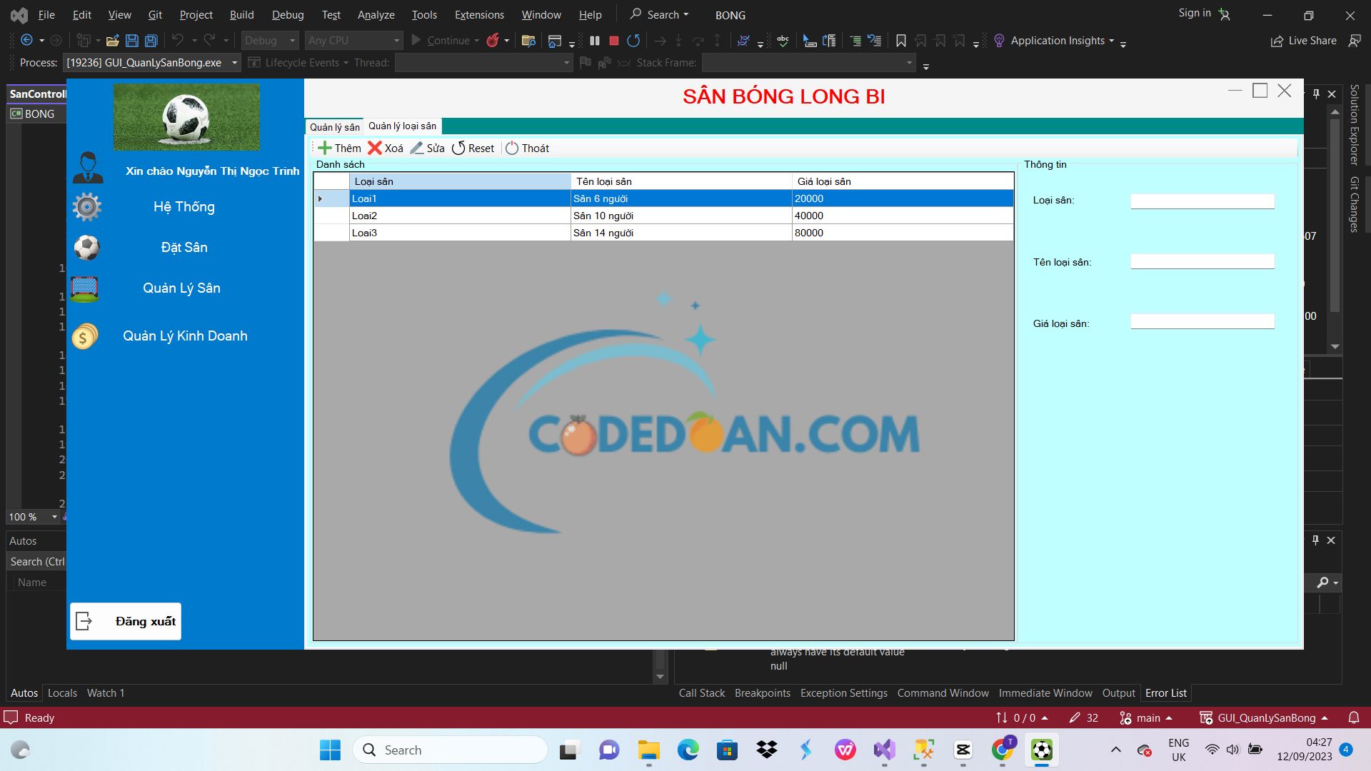 Winform Game Login Source Code Source code Phần Mềm Quản Lý Sân Bóng Đá MINI (Winform C#) - Sàn giao ...