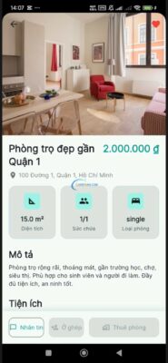 Ứng dụng tìm phòng trọ và bạn ở ghép được xây dựng bằng Flutter