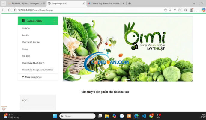 Website PHP laravel 9.0 - Tích hợp AI phân tích doanh thu - Cửa hàng thực phẩm xanh