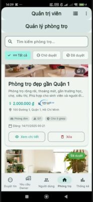 Ứng dụng tìm phòng trọ và bạn ở ghép được xây dựng bằng Flutter