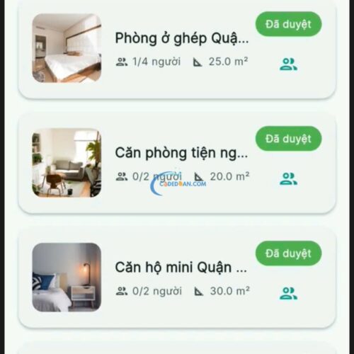 Ứng dụng tìm phòng trọ và bạn ở ghép được xây dựng bằng Flutter