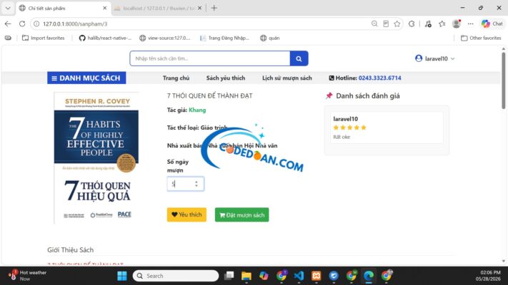 Web Quản Lý Người Dùng Mượn Trả Sách Thư Viện