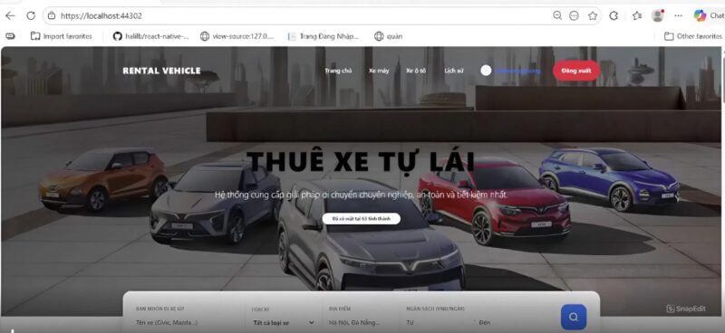 Source code website cho thuê xe tự lái