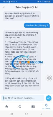 Ứng Dụng Thu Chi Tích Hợp AI
