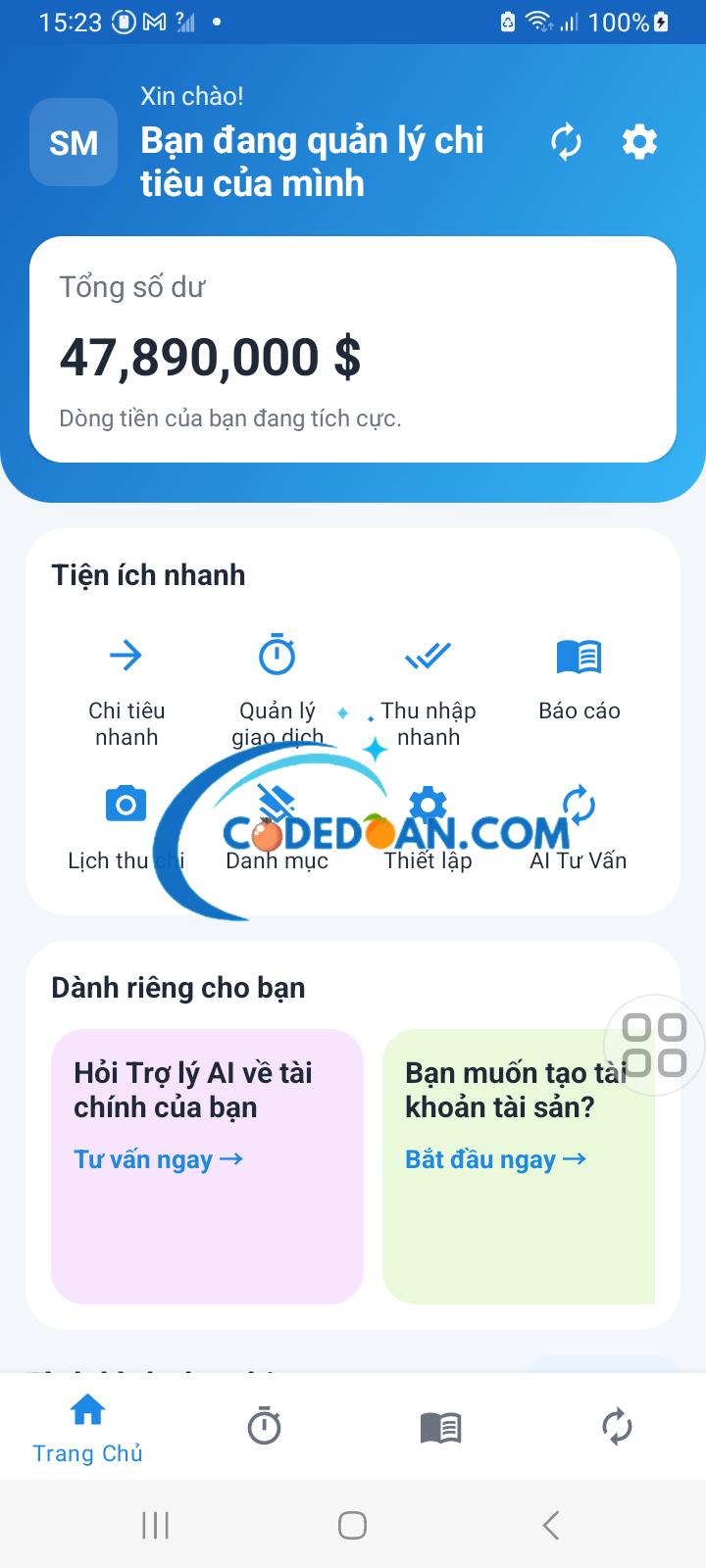 Ứng Dụng Thu Chi Tích Hợp AI