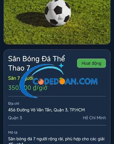 Tải Code Đặt Sân Bóng Đá Online
