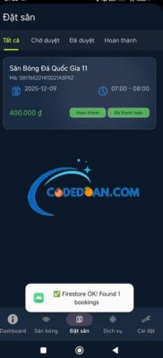 Tải Code Đặt Sân Bóng Đá Online