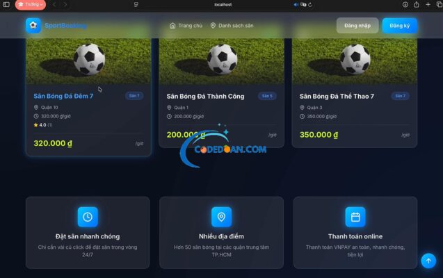 Tải Code Đặt Sân Bóng Đá Online