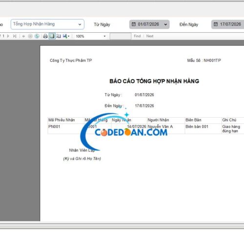 Phần mềm quản lý nhập hàng thực phẩm