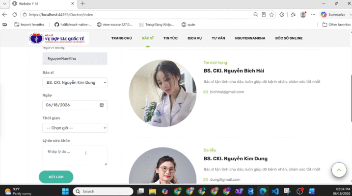 website Đặt lịch khám bệnh ngoài giờ