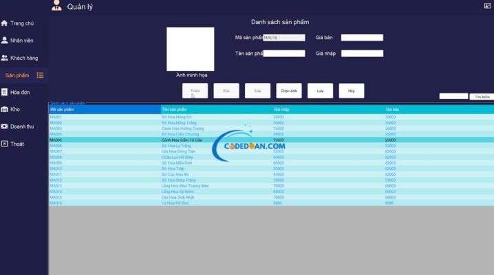 Chia sẻ scr code quản lý tiệm bán hoa