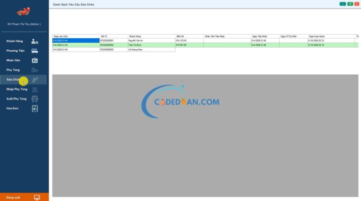 Code phần mềm đăng kiểm ô tô đơn giản