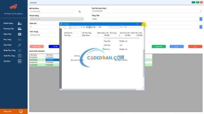 Code phần mềm đăng kiểm ô tô đơn giản