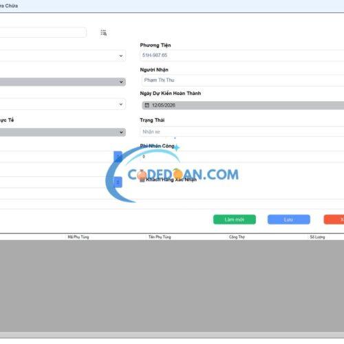 Code phần mềm đăng kiểm ô tô đơn giản