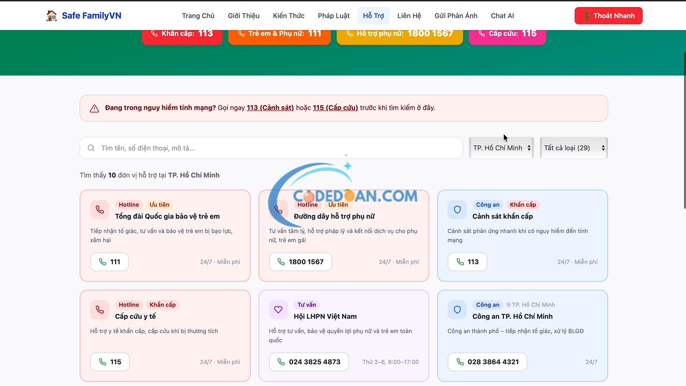 Code Website ReactJS Phòng Chống Bạo Lực Gia Đình