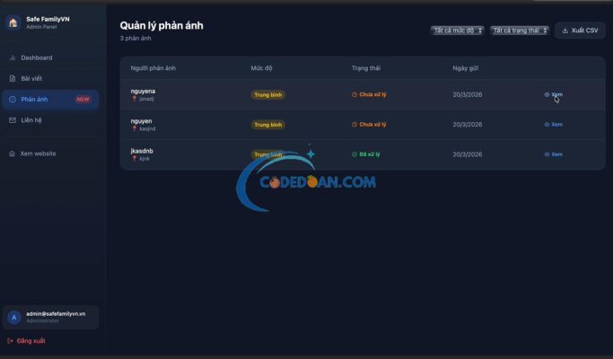 Code Website ReactJS Phòng Chống Bạo Lực Gia Đình