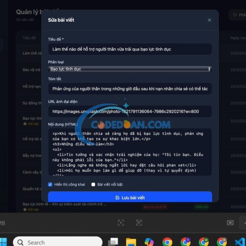 Code Website ReactJS Phòng Chống Bạo Lực Gia Đình