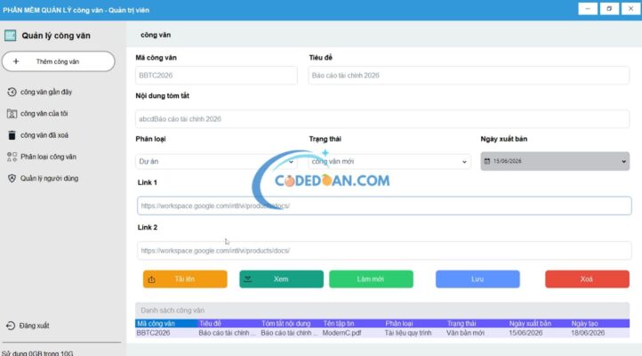 Project Winform phần mềm quản lý công văn